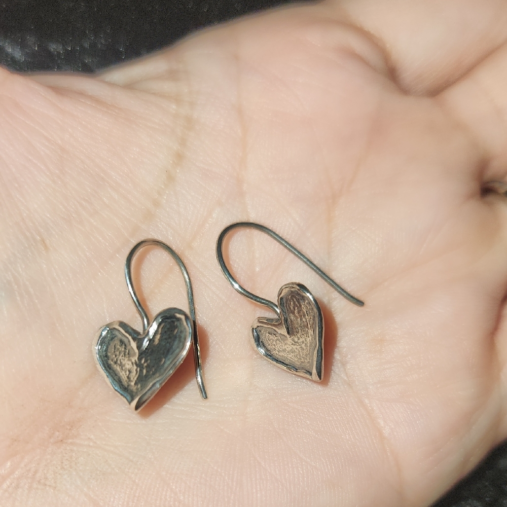 Silpada Silver Heart Earrings with Vintage Finish